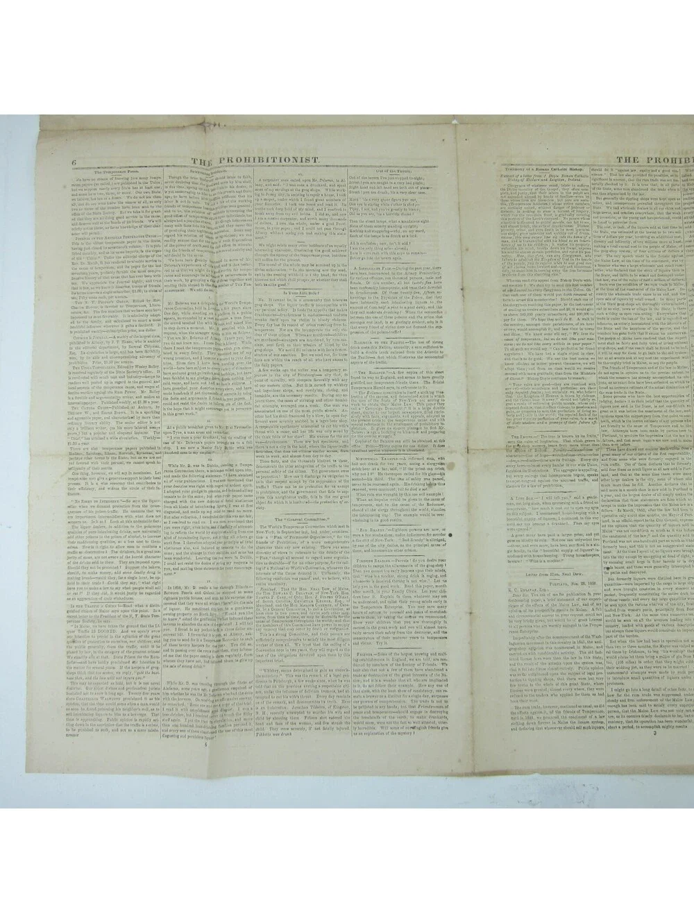 The Prohibitionist Newspaper New York Temperance Society #1 Antique 1854 RARE